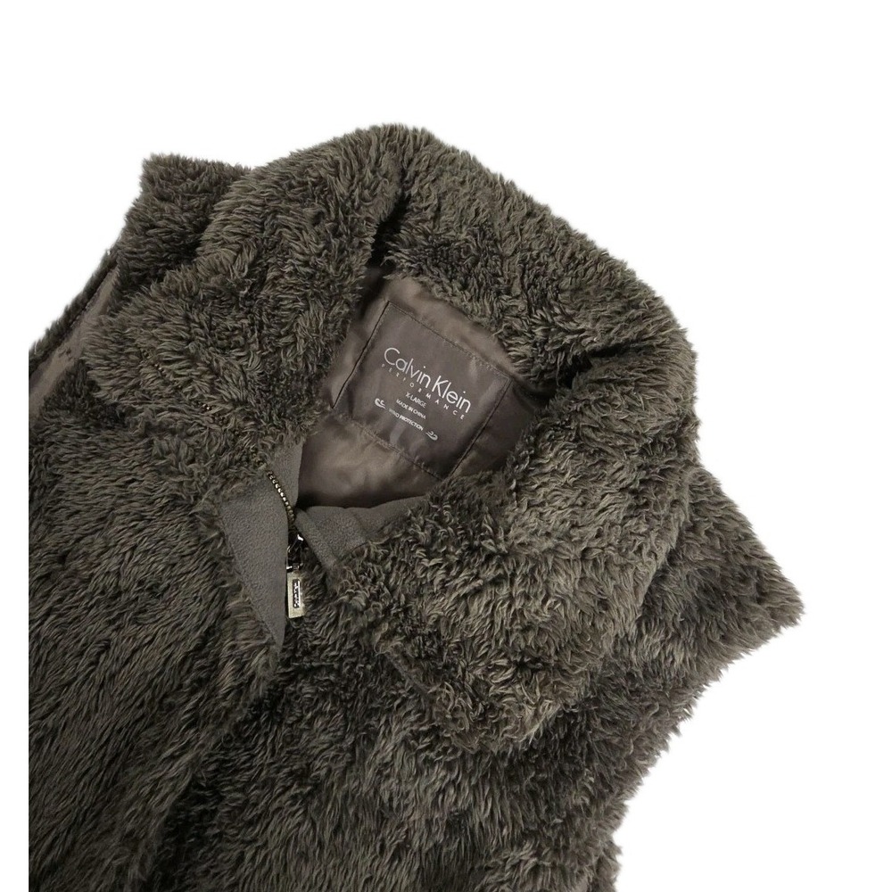 Calvin Klein Women's GRAY‎ Faux Fur Vest Size WIND PROTECTION X-Large
